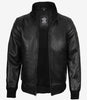 Blouson aviateur en cuir de vache noir pour homme