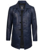 Manteau 3/4 en cuir ciré bleu pour homme