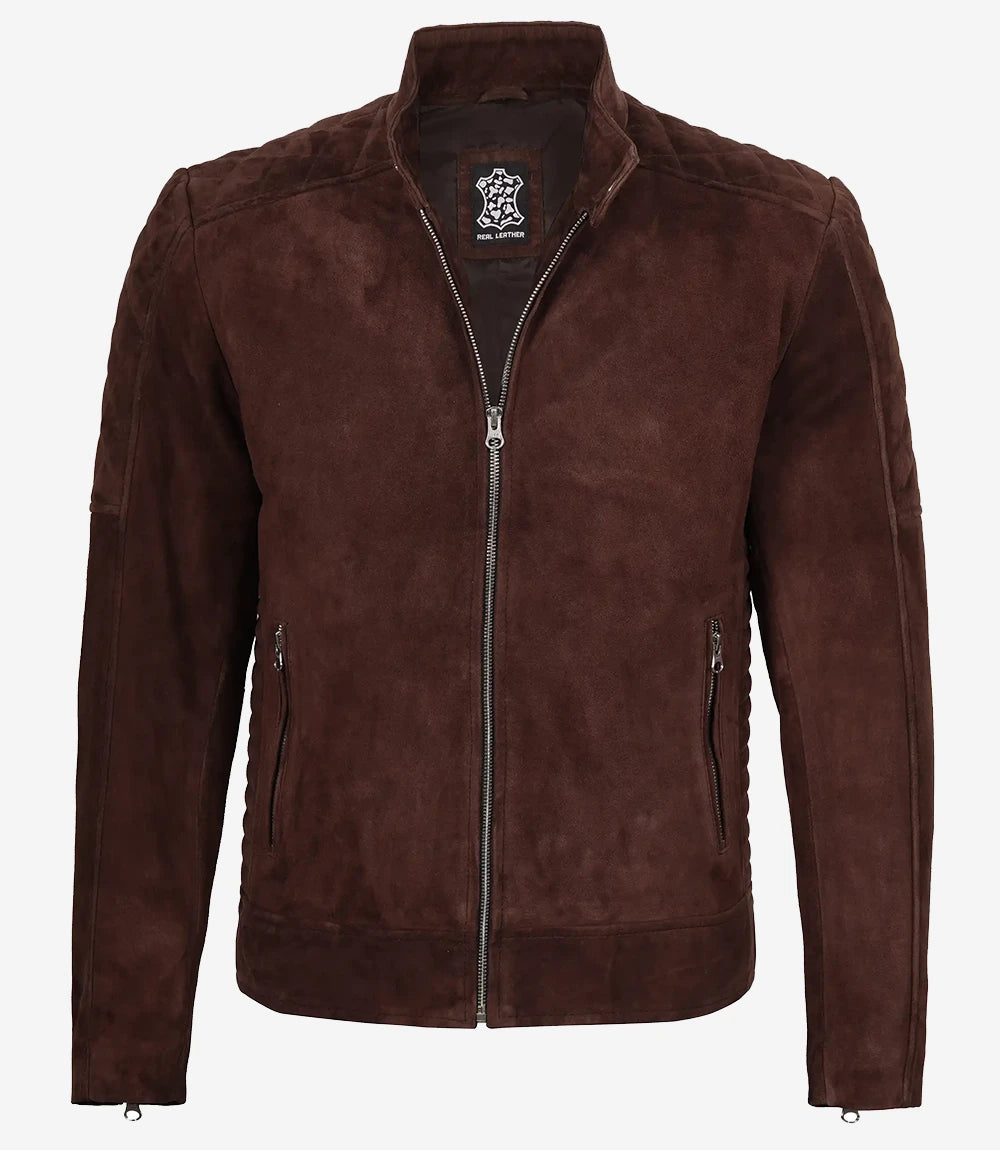 Veste en daim marron foncé haut de gamme pour homme