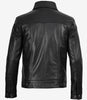Veste de camionneur en cuir noir à quatre poches pour homme