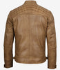 Men's Quilted Shoulder Camel Brown Biker Style Leather Jacket
