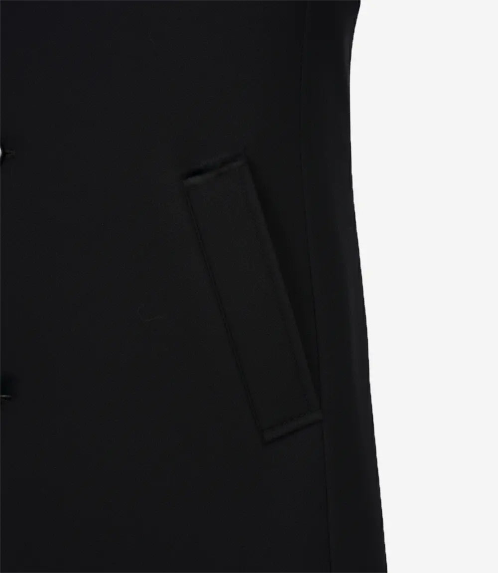 Manteau en laine noire à simple boutonnage pour homme – Coupe moderne