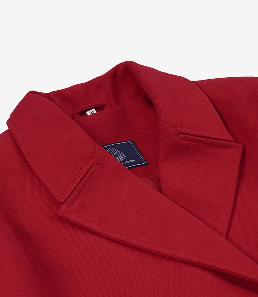 Women's Red Double-Breasted Wool Blazer – Peak Lapel