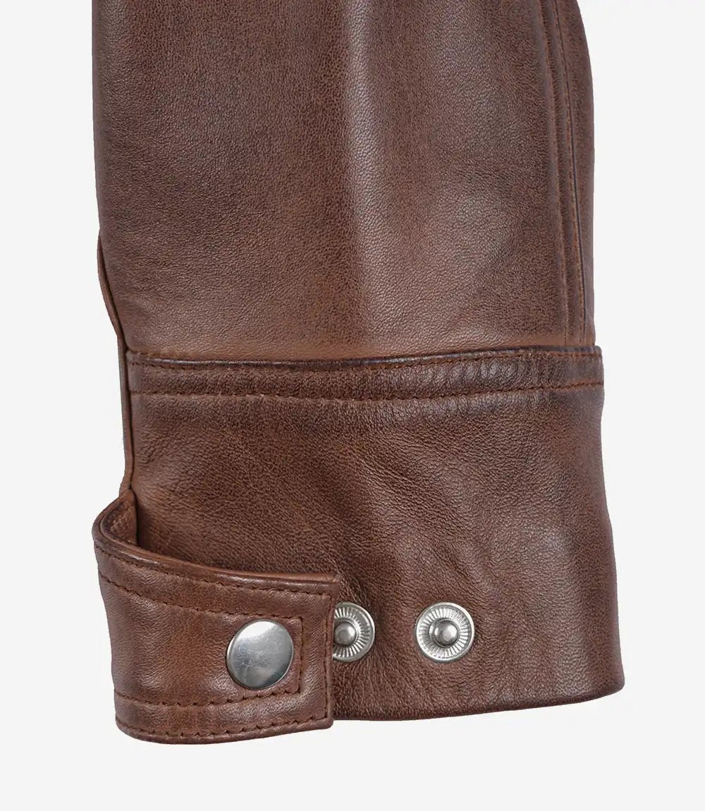 Womens Cognac Real Leather Motorcycle Jacket