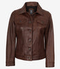 Veste camionneur en cuir marron cognac pour femme