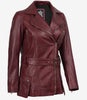 Womens Leather Burgundy Biker Jacket