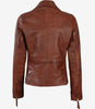 Cognac Asymmetrical Leather Biker Jacket Women
