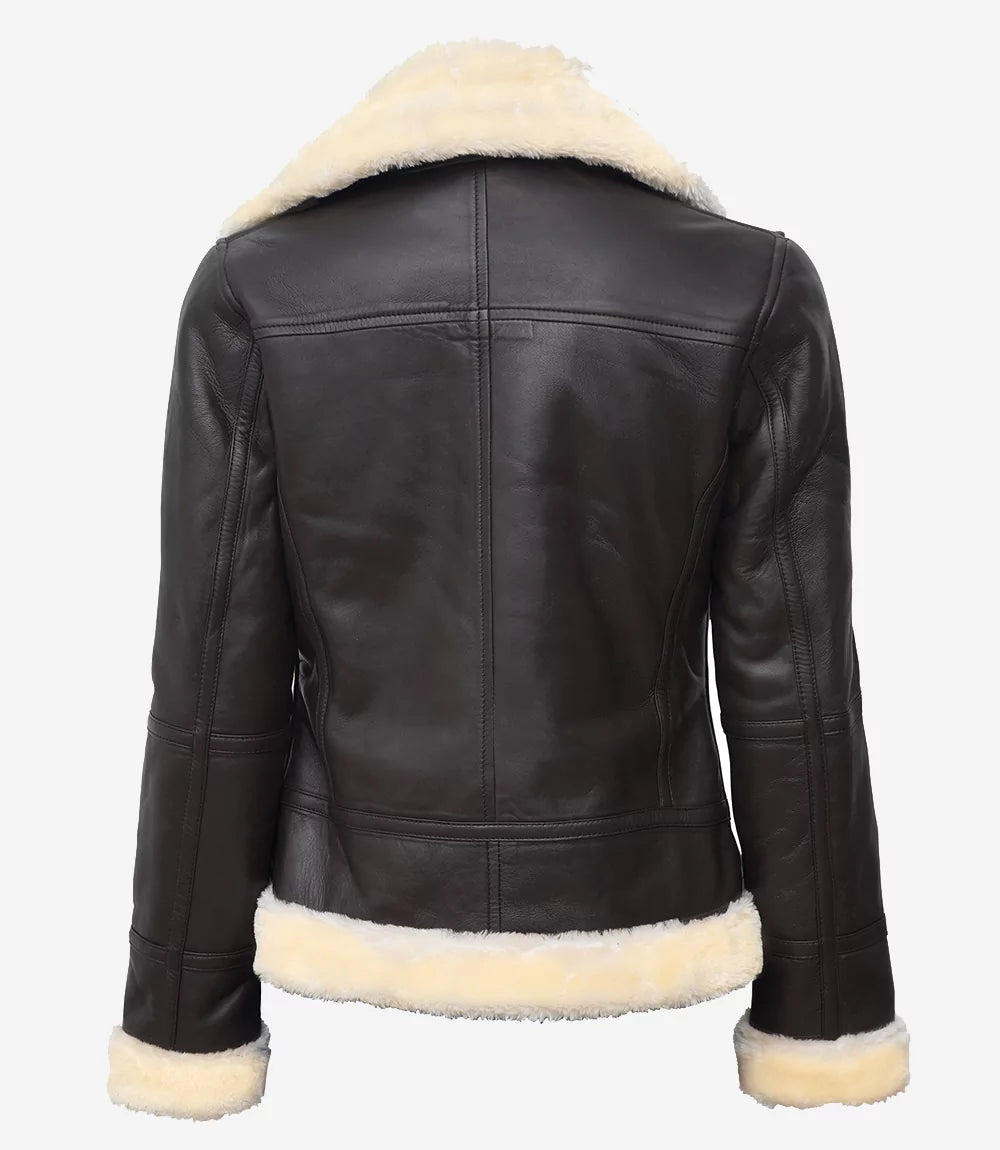 Women Brown Shearling Lined B3 Bomber Jacket