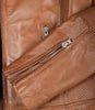 Veste en cuir style motard beige pour femme