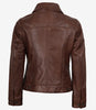 Veste camionneur en cuir marron cognac pour femme