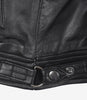 Womens Black Leather Biker Style Jacket - Quilted Shoulder