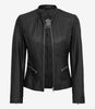 Womens Petite Black Slim Fit Leather Jacket