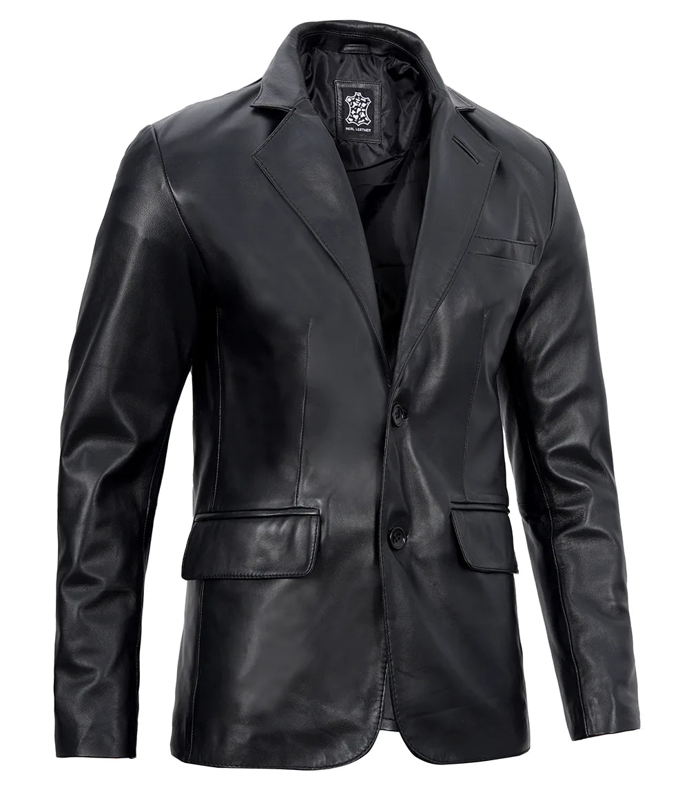 Mens Leather Blazer Jacket
