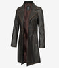 Manteau en cuir marron vieilli trois-quarts pour femme