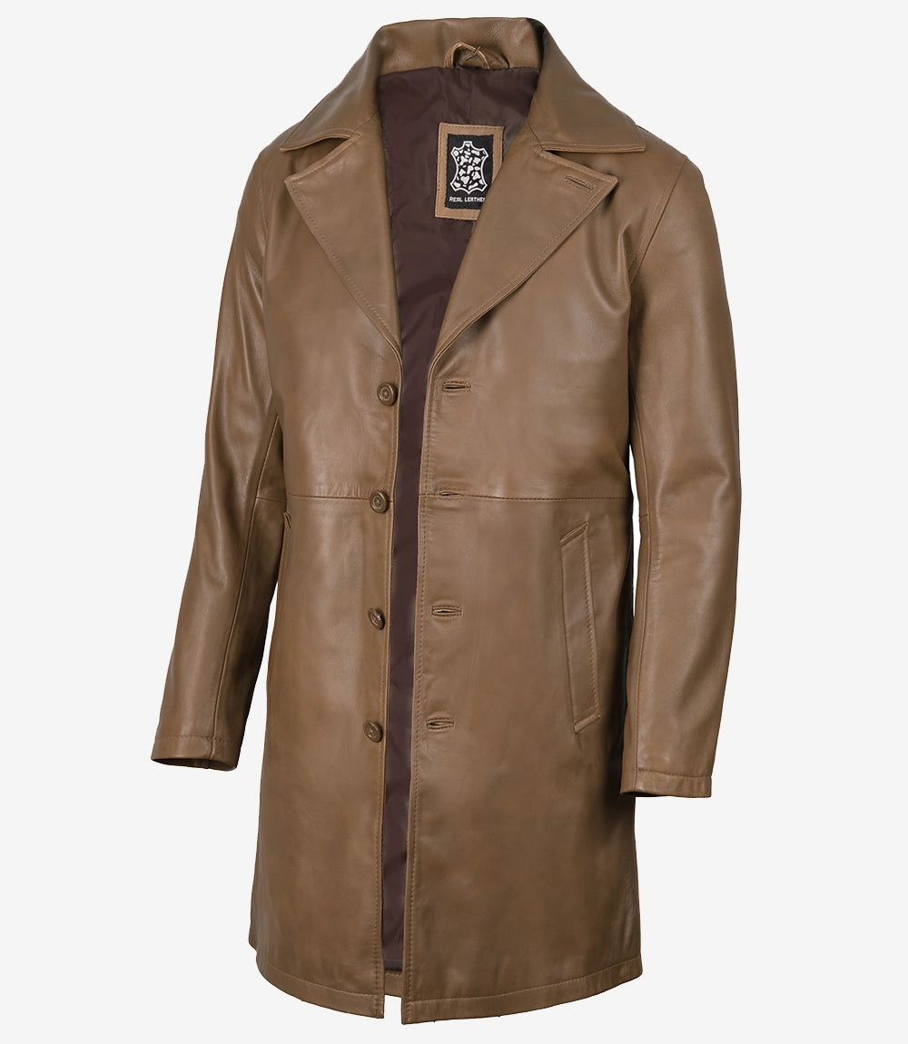 Mens Real Lambskin Leather Brown Coat