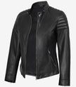 Carrie Black Leather Jacket for Women