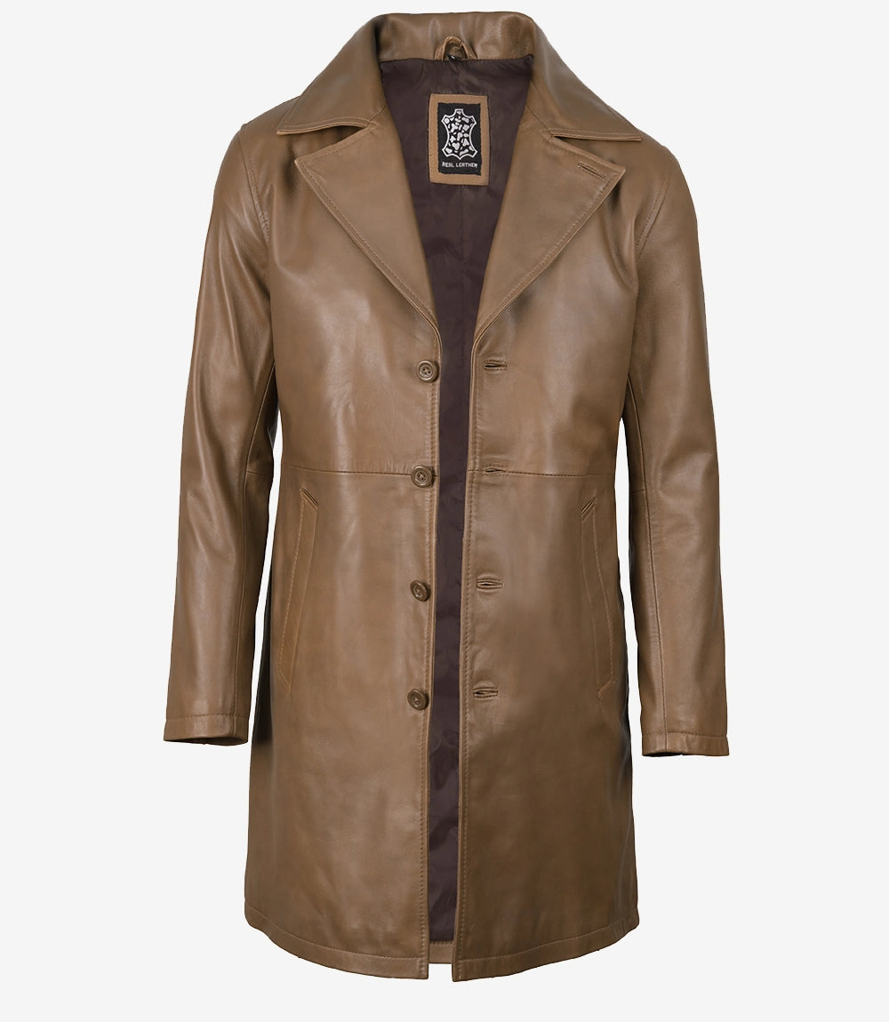 Mens Real Lambskin Leather Brown Coat
