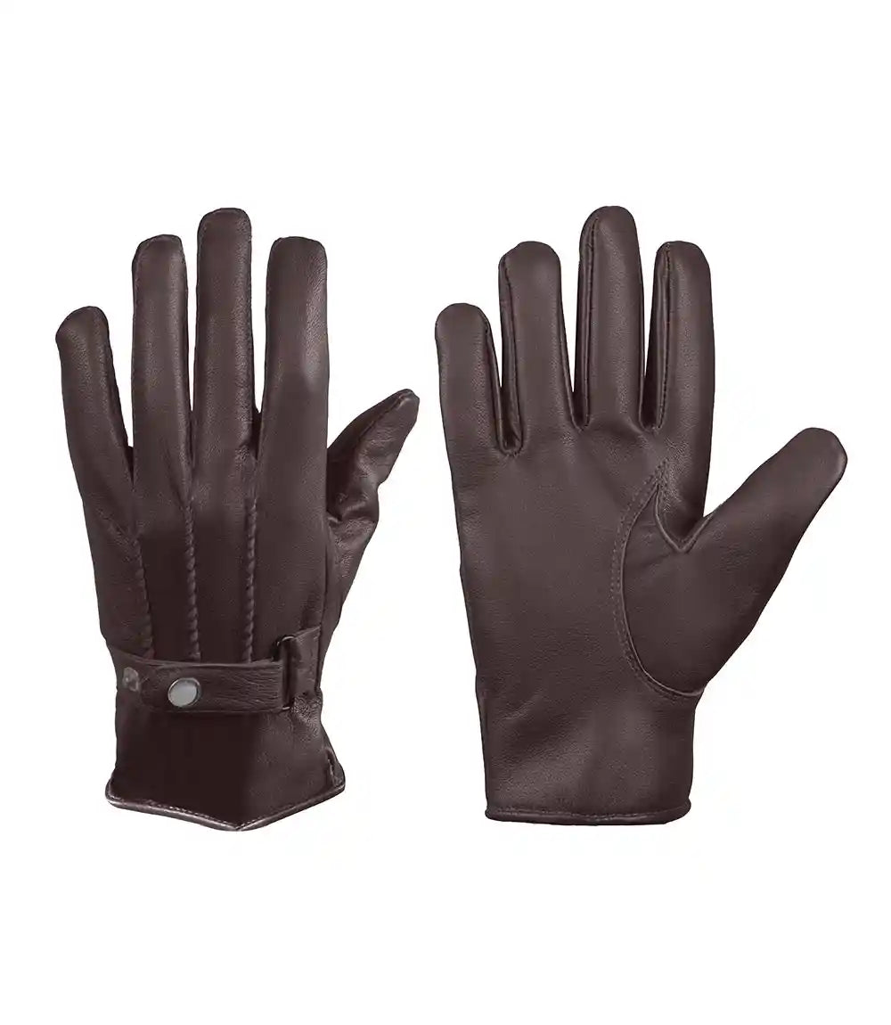 Mens Dark Brown Real Leather Gloves