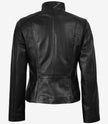 Veste en cuir véritable noir pour femme Arezoo avec fermeture éclair asymétrique