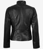 Veste en cuir véritable noir pour femme Arezoo avec fermeture éclair asymétrique