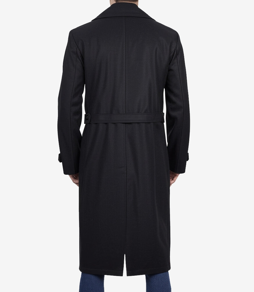 Manteau croisé en laine noire Kenney pour homme – Qualité supérieure