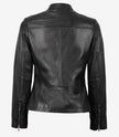 Womens Slim Fit Black Textured Leather Jacket