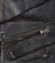 Veste en cuir marron vieilli style motard pour homme
