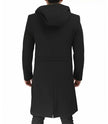 Manteau en laine noir à capuche pour homme | Fermeture éclair pour la chaleur hivernale