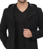Manteau en laine noir à capuche pour homme | Fermeture éclair pour la chaleur hivernale
