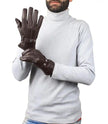 Mens Dark Brown Real Leather Gloves