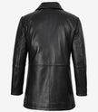 Manteau en cuir noir pour homme avec détails marron