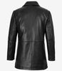Manteau en cuir noir pour homme avec détails marron