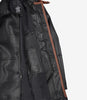 Manteau en cuir noir pour homme avec détails marron