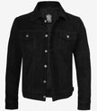 Veste camionneur classique en daim noir pour homme