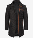 Manteau 3/4 matelassé en polyester noir pour homme avec détails marron