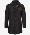 Manteau 3/4 matelassé en polyester noir pour homme avec détails marron