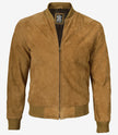 Blouson aviateur en daim marron clair pour homme