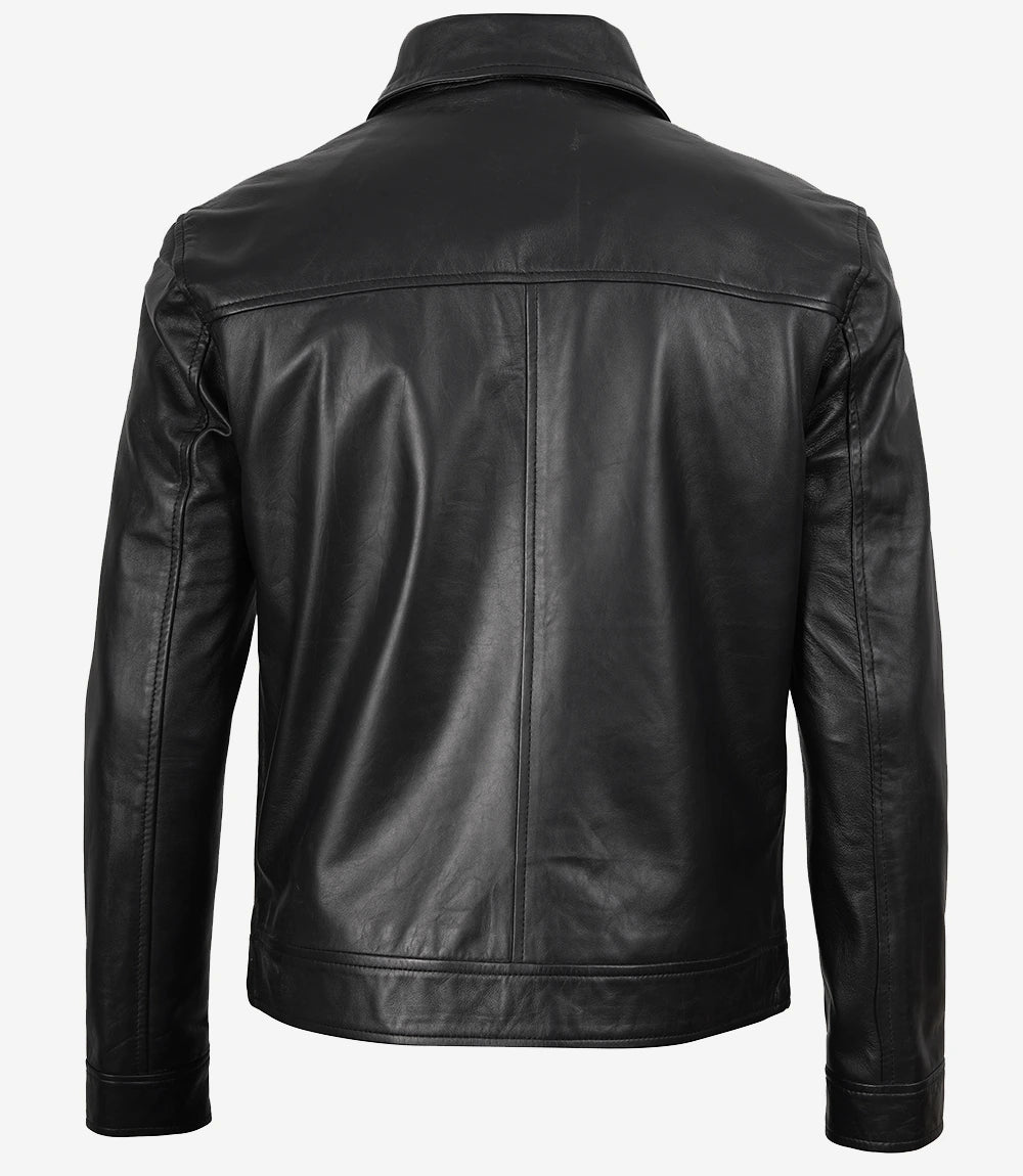 Veste en cuir noir Mike Harrington pour homme