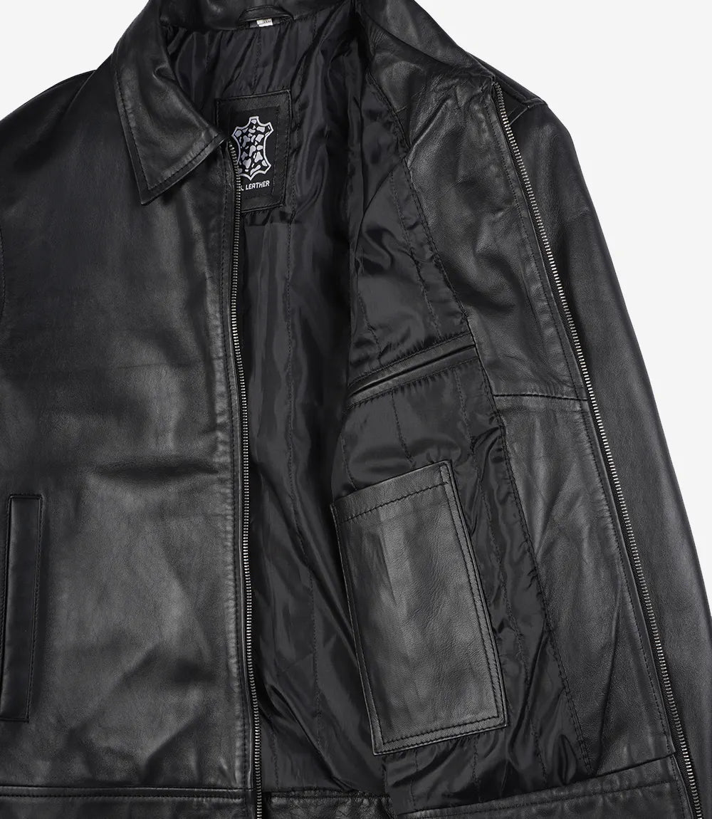 Veste en cuir noir Mike Harrington pour homme