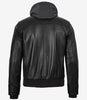 Blouson aviateur en cuir noir pour homme avec capuche amovible