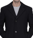 Manteau en laine noire à simple boutonnage pour homme – Coupe moderne