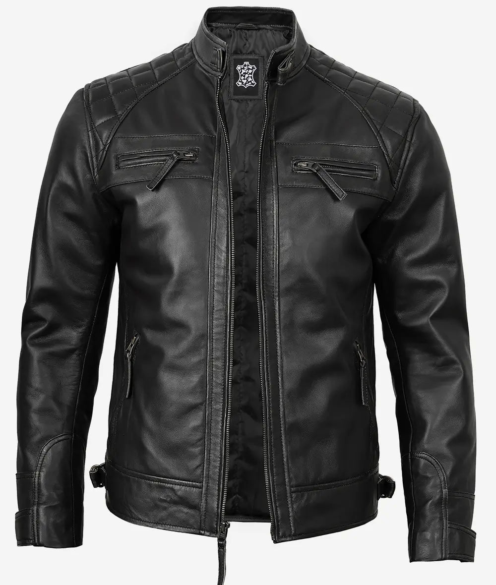 Johnson Black Leather Jacket Men
