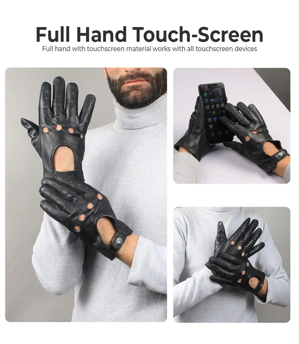 Mens Real Leather Black Gloves