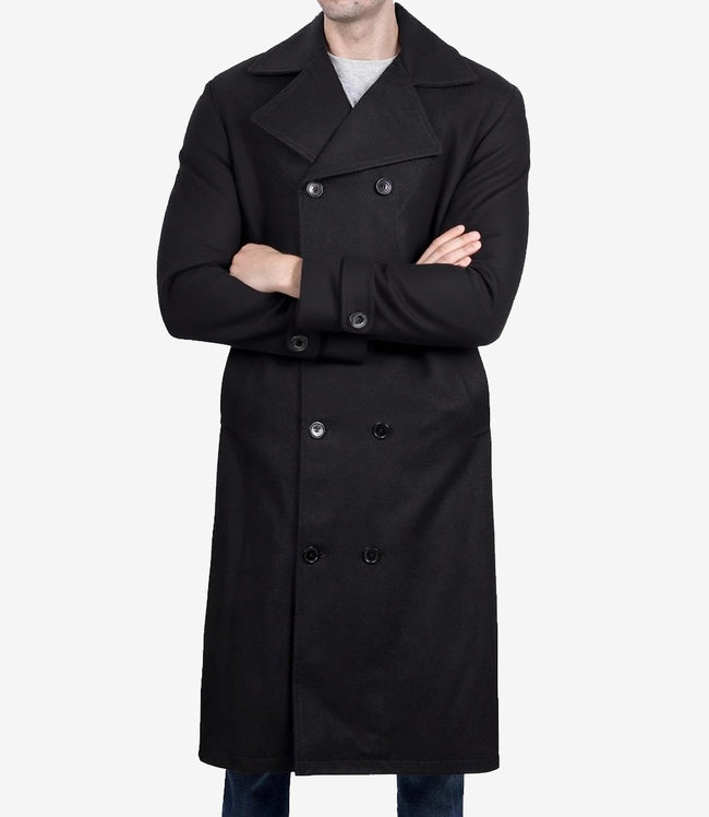Manteau croisé en laine noire Kenney pour homme – Qualité supérieure