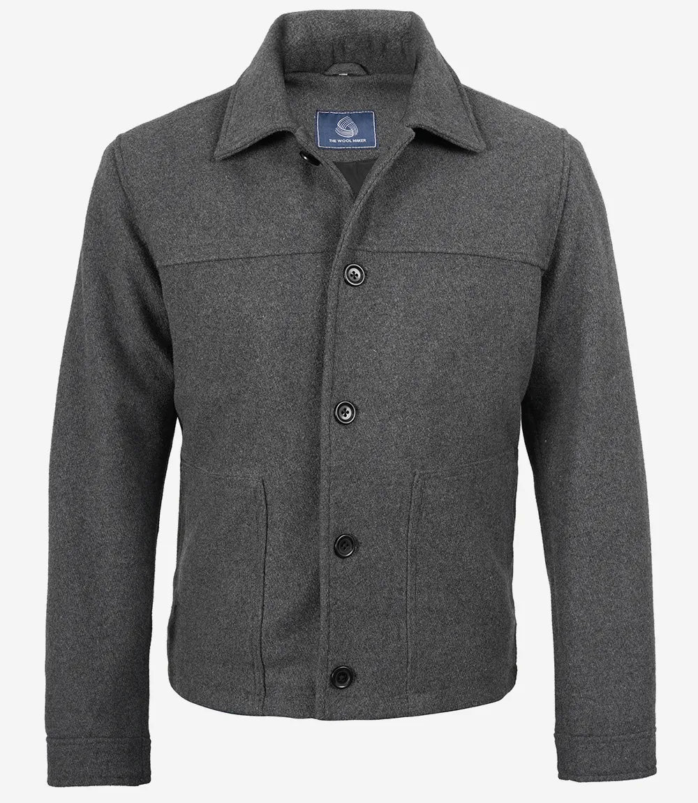 Veste boutonnée en laine grise pour homme – Kevin