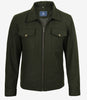 Veste utilitaire en laine vert olive pour homme – Fermeture zippée