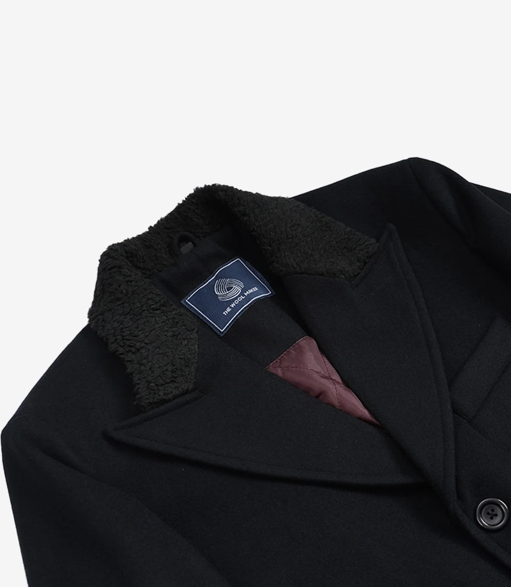 Manteau noir classique de gangster des années 1920 pour homme Shelby - Pardessus en laine