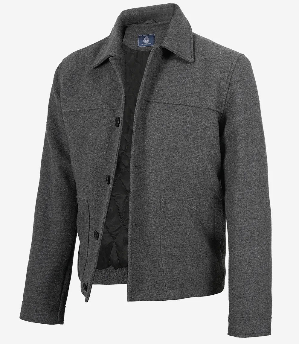 Veste boutonnée en laine grise pour homme – Kevin