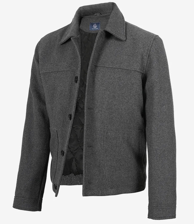 Veste boutonnée en laine grise pour homme – Kevin
