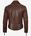Veste en cuir asymétrique style motard cognac pour homme